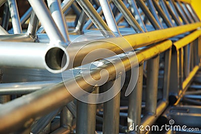 Alluminium pipe construction Stock Photo