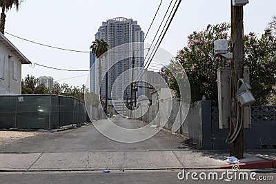 Allure condominium tower from alley view, Las Vegas, Nevada. Editorial Stock Photo