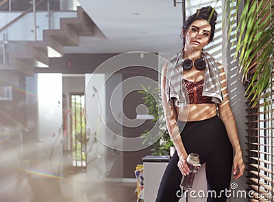 Alluring woman after exhausting training Stock Photo