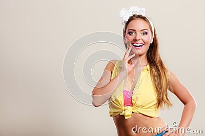 Alluring seductive pretty pin up woman girl. Stock Photo