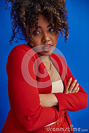 alluring trendy african american fashionista in Stock Photo
