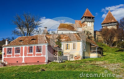 Alma Vii medieval village, Transylvania, Romania Stock Photo