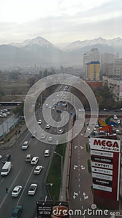 Almaty city, big traffic Editorial Stock Photo