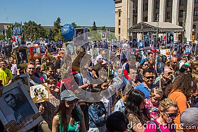 ALMATY, KAZAKHSTAN - MAY 9: Immortal Regiment march during the V Editorial Stock Photo