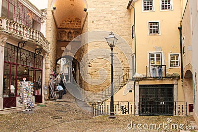Almedina Gate. Coimbra . Portugal Editorial Stock Photo