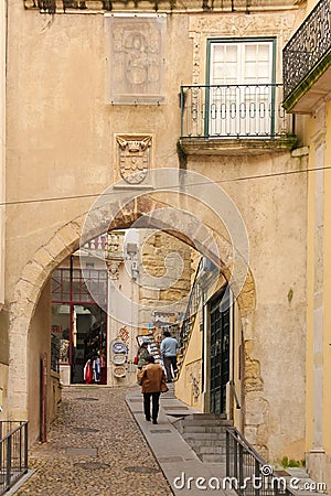 Almedina Gate. Coimbra . Portugal Editorial Stock Photo