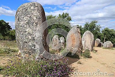 Almendres Cromlech megalith stones Stock Photo