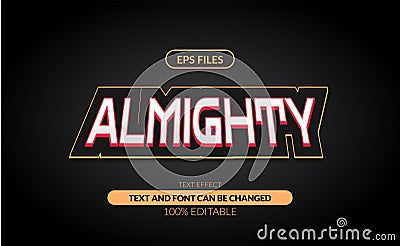 Almighty elegant editable text effect. eps vector file for elegant and sporty Vector Illustration