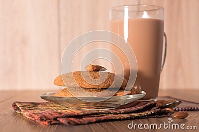 Almond cake, almonds and milk chocolate Stock Photo