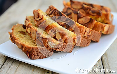 Almond Cake slices Stock Photo