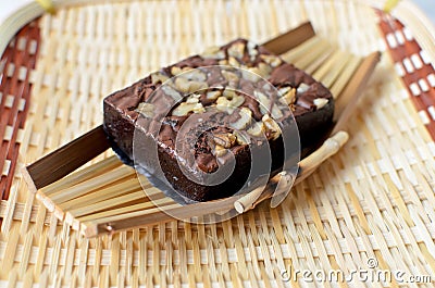 Almond chocolate brownie Stock Photo