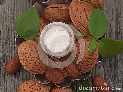 Almond cosmetics Stock Photo