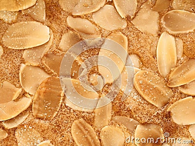 Almond flake topping on cake food background Stock Photo