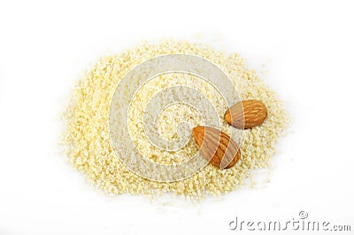 Almond flour with almond Stock Photo