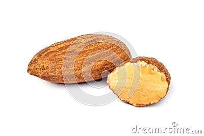 Almond and a half cut isolated on the white background Stock Photo