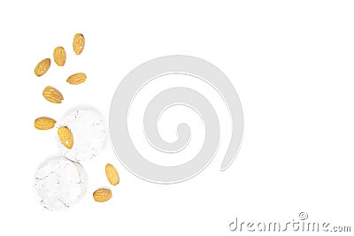 Almond mantecado, polvoron on a white isolated background Stock Photo