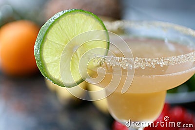 Almond Margarita cocktail with lime. Stock Photo