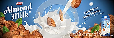 Almond milk ads Vector Illustration