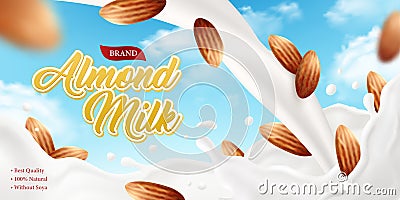 Almond Milk Brand Poster Vector Illustration