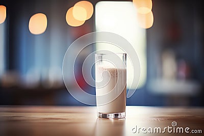 almond milk in a clear glass with backlit glowing effect Stock Photo