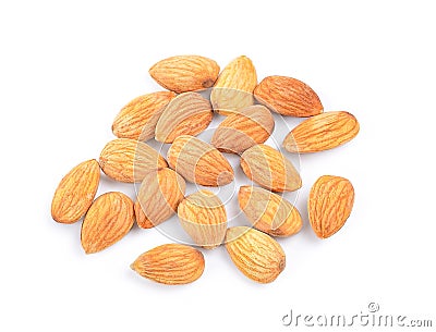 Almond nuts isolated on white background,Top view Stock Photo