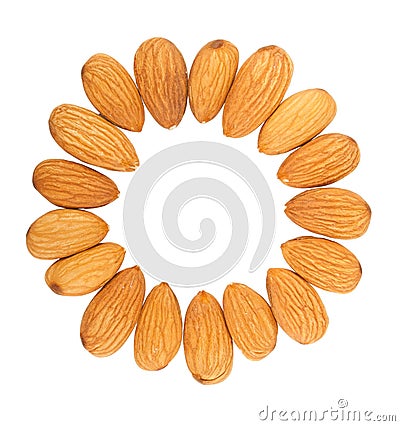 Almond nuts out on a circle Stock Photo