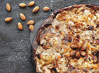 Almond pie food recipe concept Stock Photo