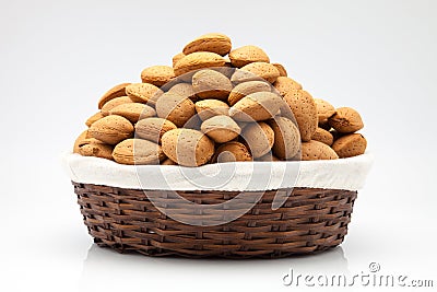 Almonds in a basket Stock Photo