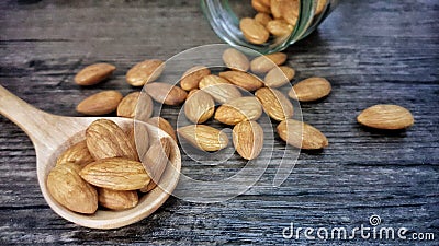 Almonds are beneficial to the heart Stock Photo