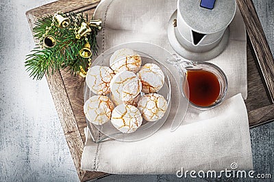 Almonds Cookies and coffee Stock Photo