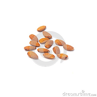 Almonds isolated on white background. Selective focused Stock Photo