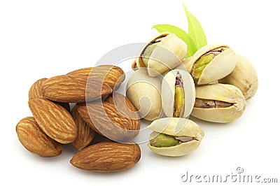 Almonds and pistachio Stock Photo