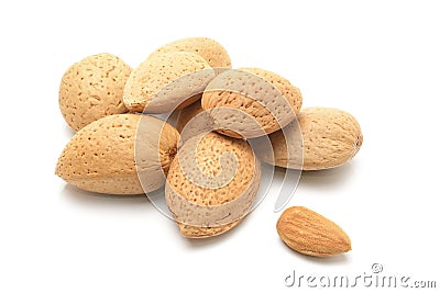 Almonds on white Stock Photo