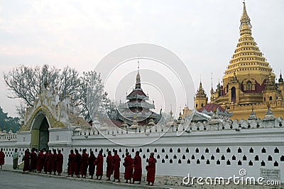 Alms Procession (Inle Lake area) Stock Photo