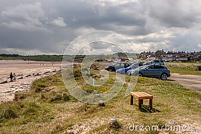 Alnmouth Beach and car park Stock Photo