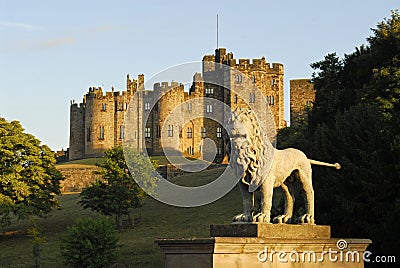 Alnwick Castle and the Lions B Stock Photo