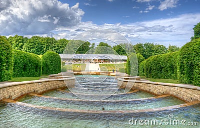 Alnwick Gardens Water Feature Grand Cascade Stock Photo