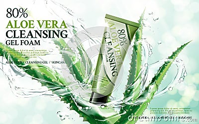 Aloe vera cleansing foam Vector Illustration