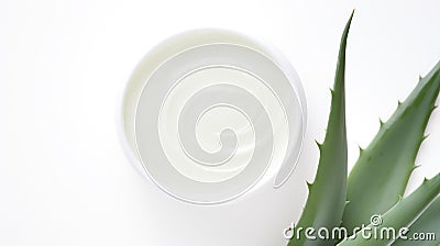 Aloe vera cream with aloe vera leaves on white Cartoon Illustration