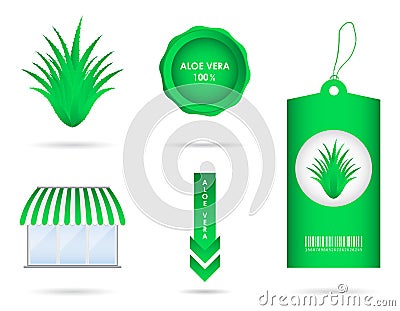 Aloe vera elements Vector Illustration