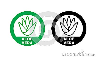 Aloe Vera label green leaf vector icon Vector Illustration