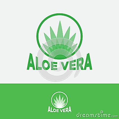 Aloe Vera logo. Transparent leaves on a circle. Medicine plants. Vector Illustration