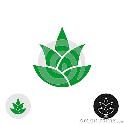 Aloe vera plant isolated icon. Aloe leaves logo. Vector Illustration