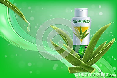 Aloe vera shampoo vector advertising poster template Vector Illustration