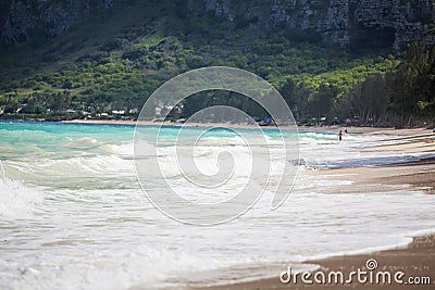 Aloha Hawaii, beach in Honolulu. Stock Photo