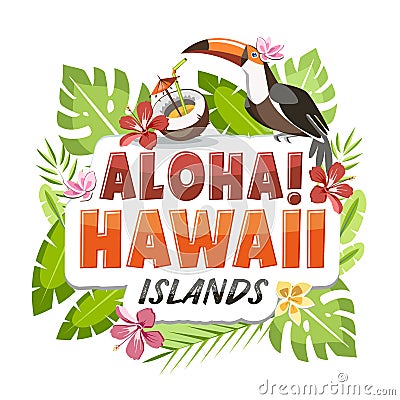 Aloha Hawaii sticker Vector Illustration