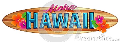 Aloha Hawaii Surfboard Sign Stock Photo