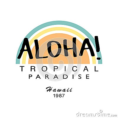 Aloha summer t shirt graphics vector print design Vector Illustration