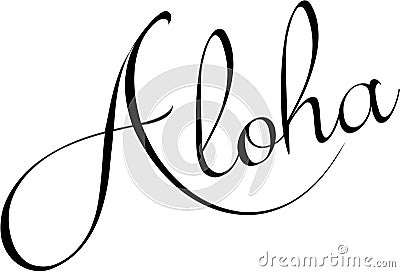 Aloha text sign illustration Cartoon Illustration