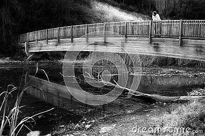 Alone on the Bridge Stock Photo